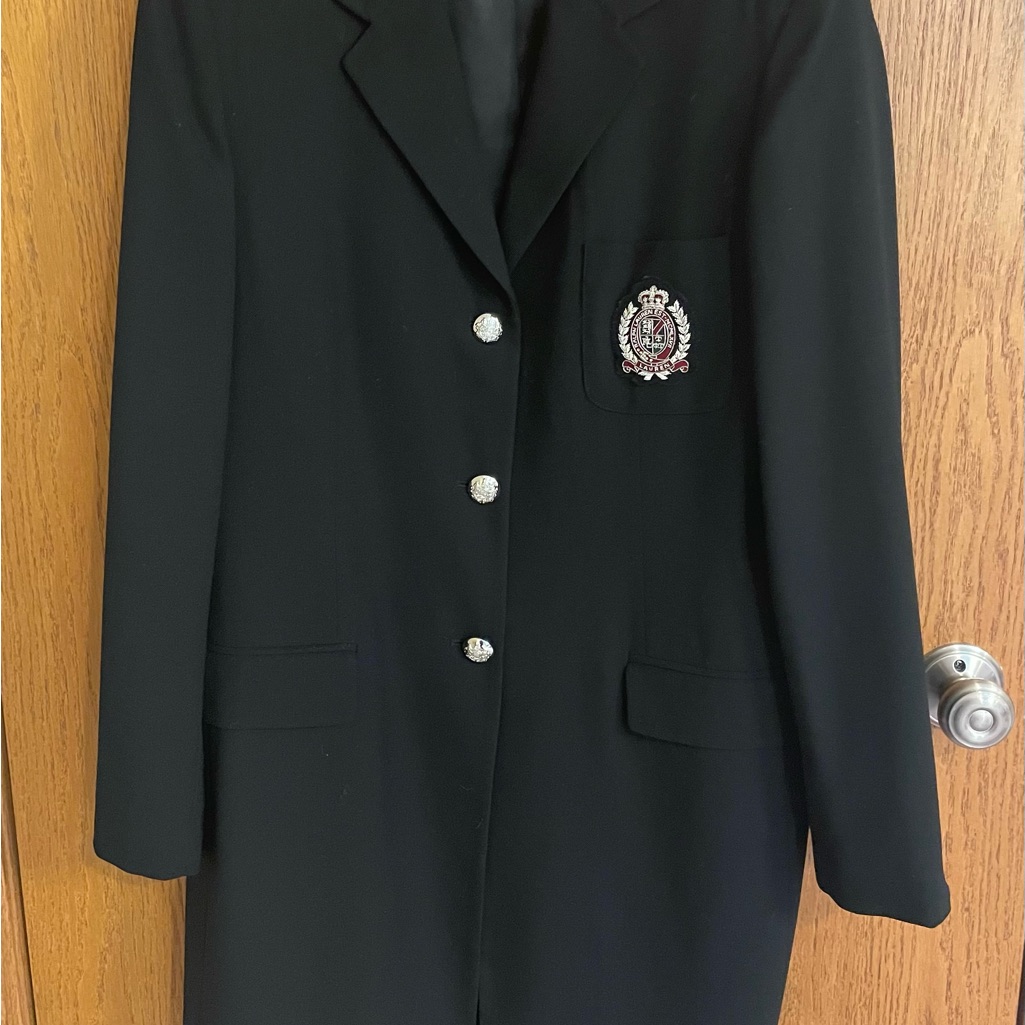 Vintage Ralph Lauren Long Black Blazer With Silver Buttons